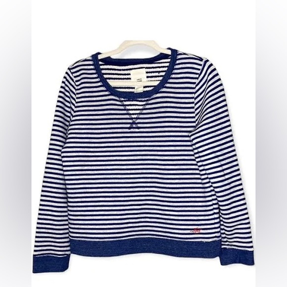 Levi’s Blue & White Striped Crewneck Pullover Sweatshirt Sz XS - Picture 2 of 5